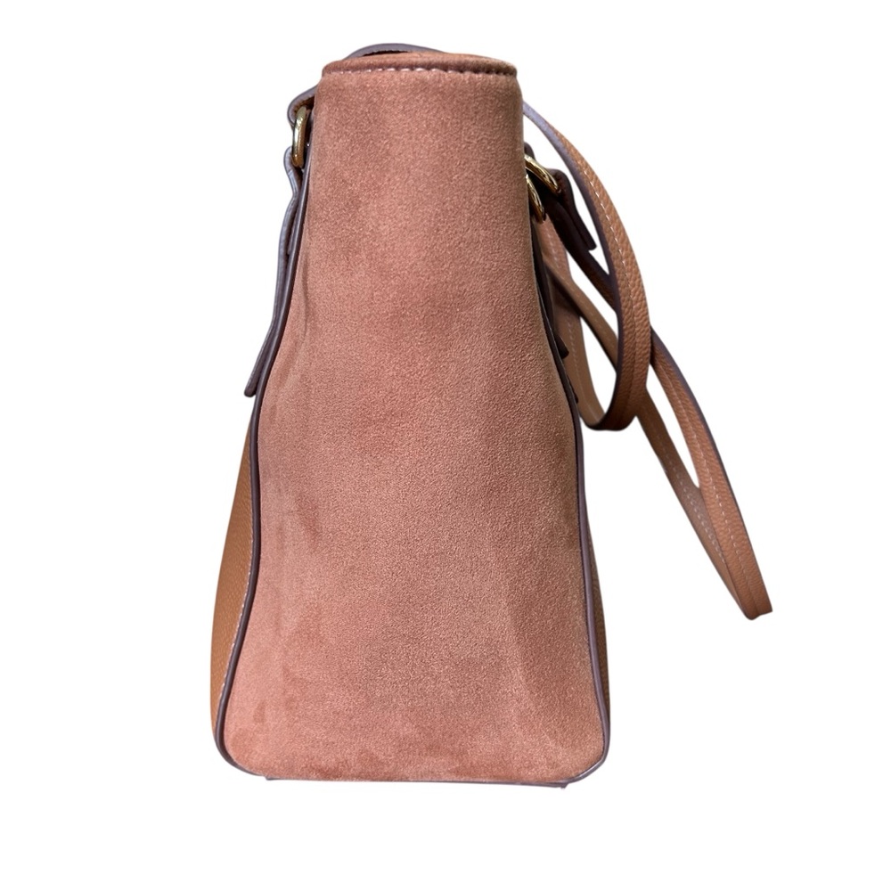 Nanette Lepore Handbag Purse Faux Leather Suede Mid Size Caramel Zip Top Bag EUC - Picture 4 of 12